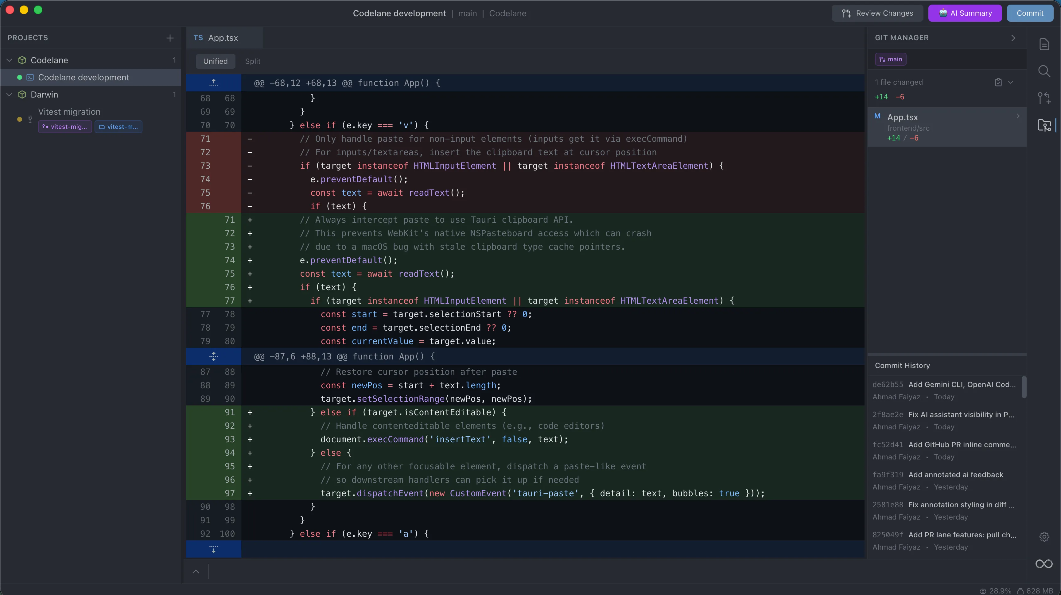Codelane Git Manager Interface