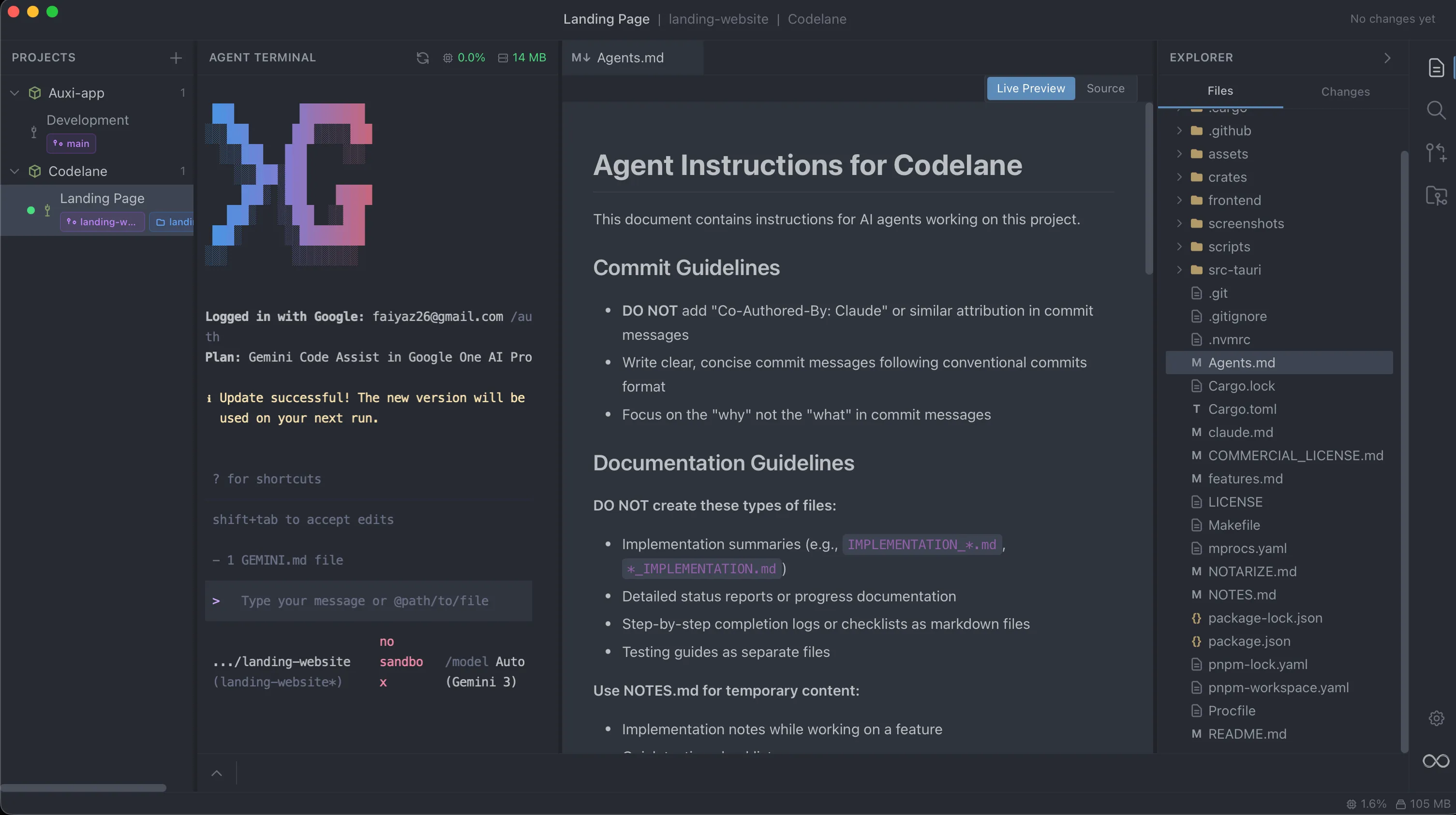 Codelane Markdown Rendering Interface